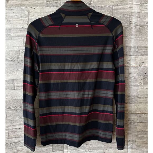 Lululemon Sweatshirt Mens Small Blue Multi Color Striped Quarter Zip Pull Over - Picture 6 of 9